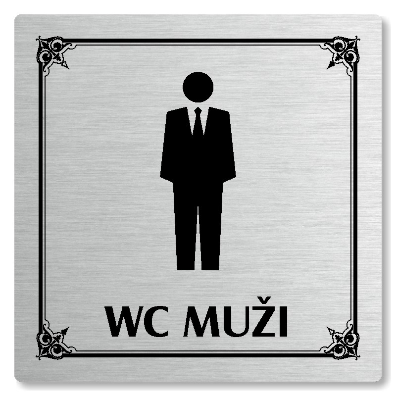 WC muži, 100x100mm, stříbrná, Nebraska